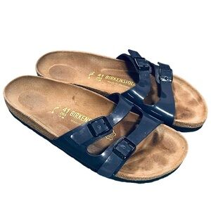 ✌️OUT✌️Birkenstock Ibiza Violet Blue Patent Double Thin Strap Thong Sandals